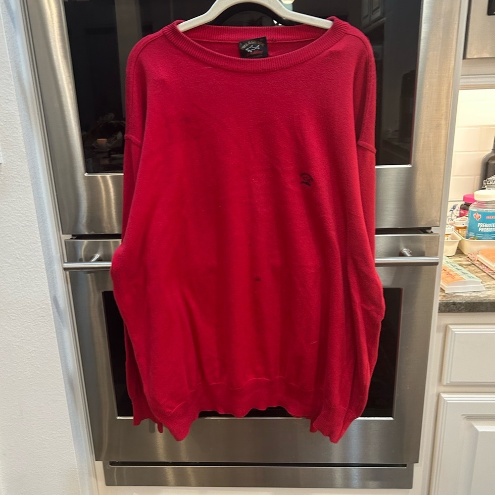 Paul & Shark Red Crewneck Sweater size 2XL has wear stains